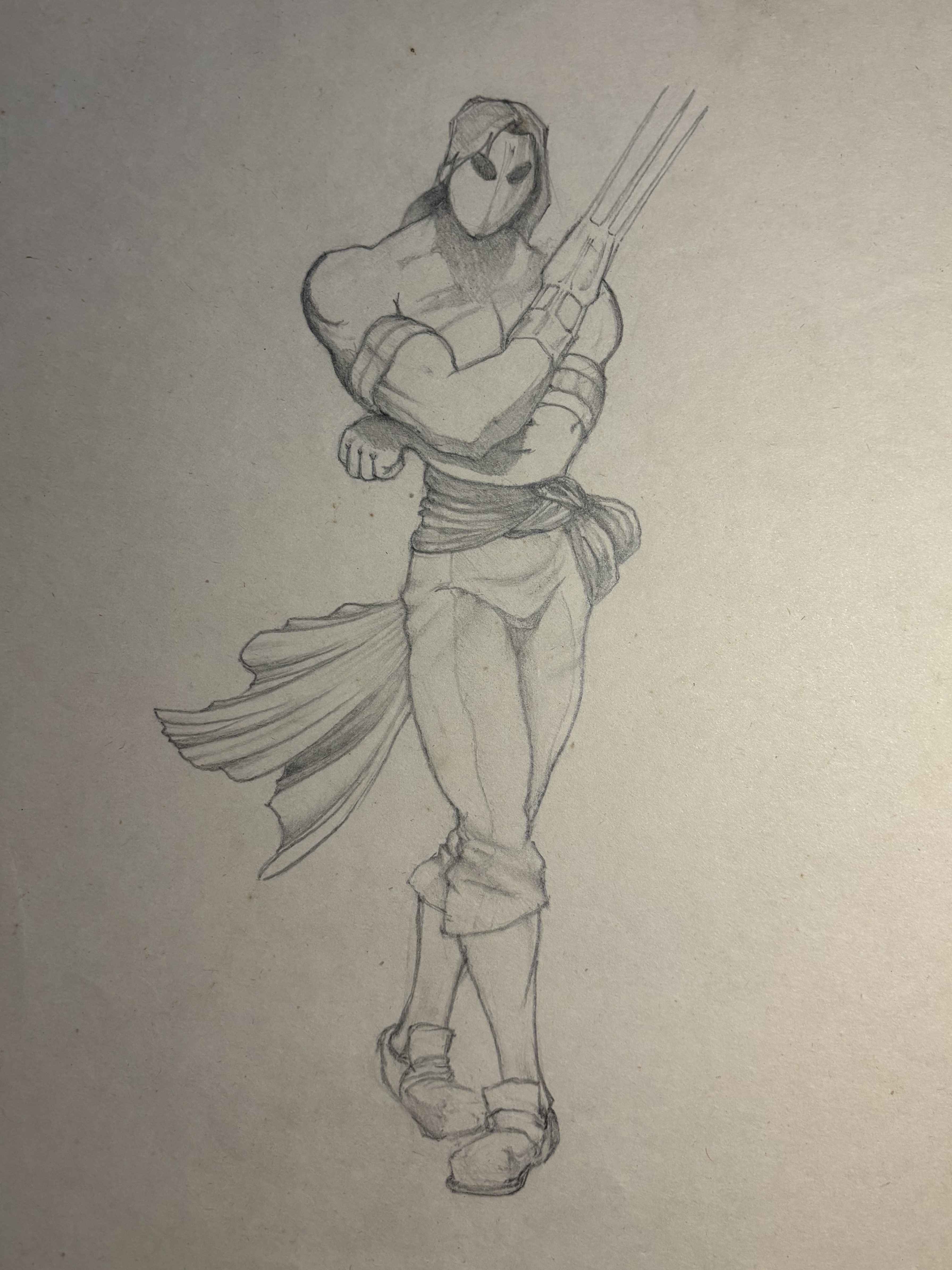 Pencil drawing of superhero II, 1998